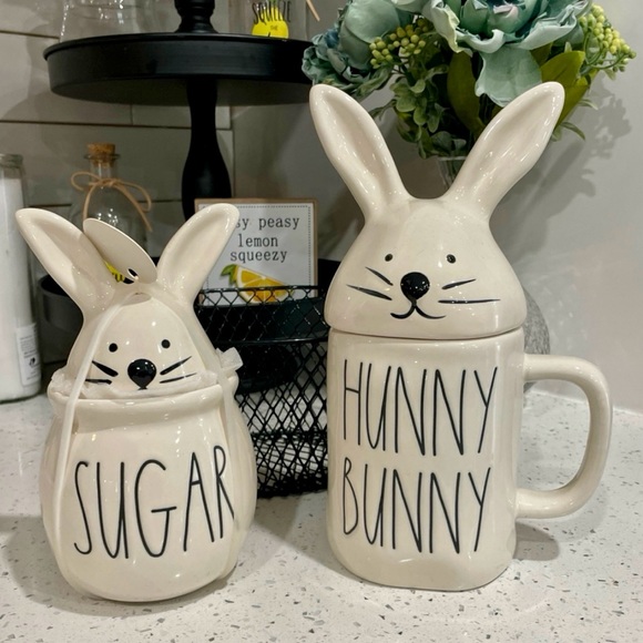 Rae Dunn Other - Reduced! NEW🐰 Rae Dunn 🌷 Easter bunny rabbit mug & topper+sugar bowl & topper